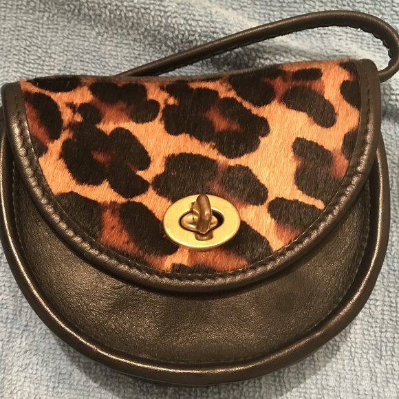 M London Handbags - M London Mini Leather Xbody Purse Black/Leopard